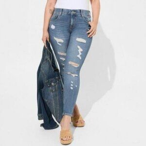 Torrid | Bombshell Skinny Premium Stretch High-Rise Destructed Jean